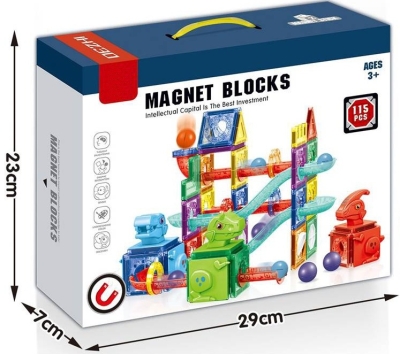 Магнитен Конструктор с Пързалка и Топче 115 Части 29×23×7 см